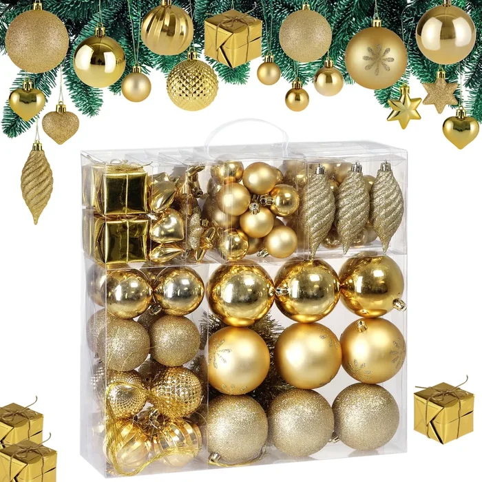 Set de 103 bolas del árbol de Navidad Dorado