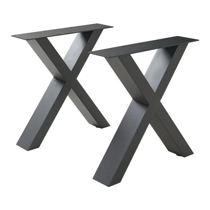 Set de 2 patas de mesa Maribo forma de X acero 42x40cm – Negro [en.casa]