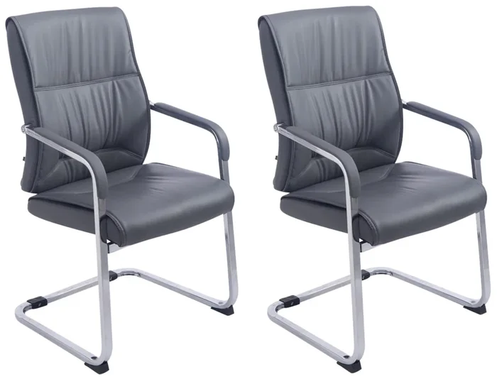 Set de 2 sillas Cantiléver Anubis en piel sintética Gris