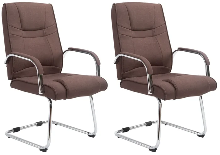 Set de 2 sillas cantilever XXL Attila en tela Marrón