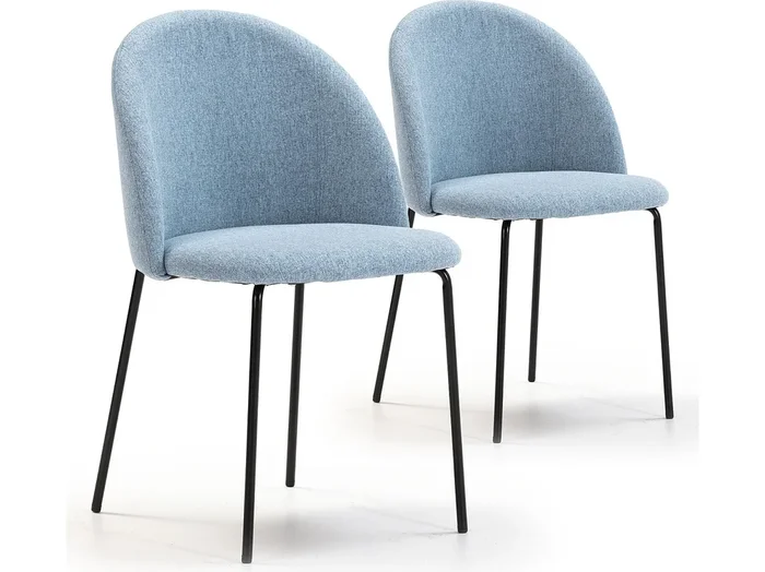 Set de 2 sillas Comedor Kenia tapizadas Azul, 43 x 47 x 78,5 cm