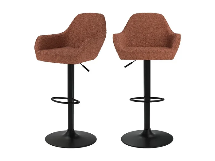 Set de 2 sillas de bar efecto lana rojo ladrillo 63/83 cm – Adam