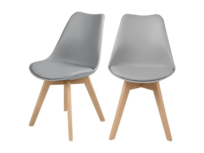 Set de 2 sillas escandinava gris claro y patas de madera – Skandi