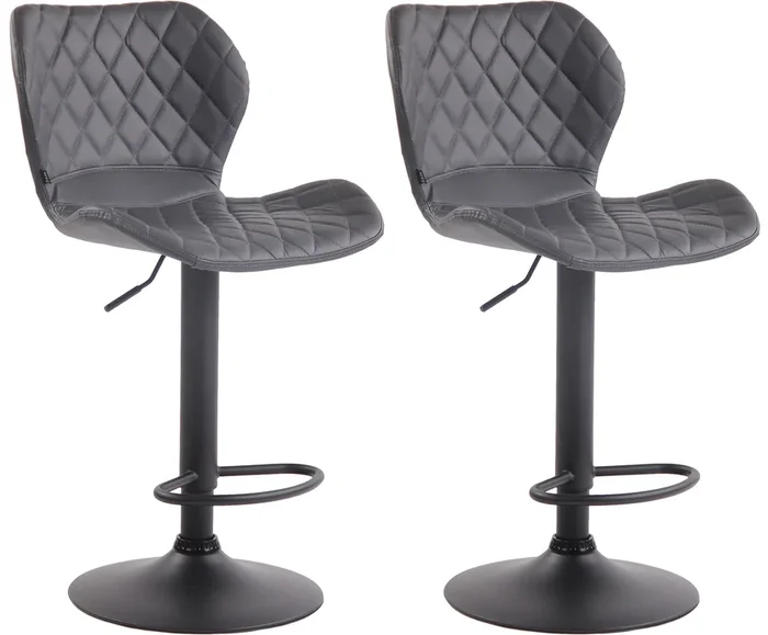 Set De 2 Taburetes Cork En Simil Cuero Gris Negro