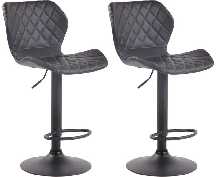 Set De 2 Taburetes Cork En Simil Cuero Negro Negro