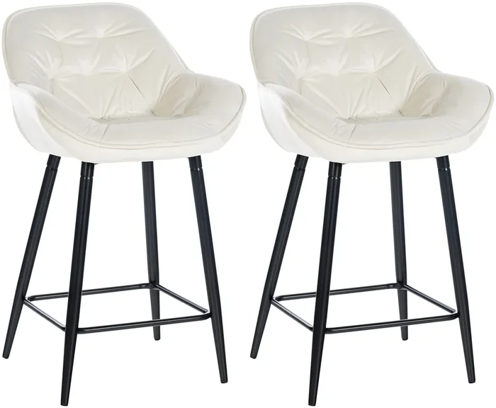 Set de 2 Taburetes de bar Gibson 76 de terciopelo Crema