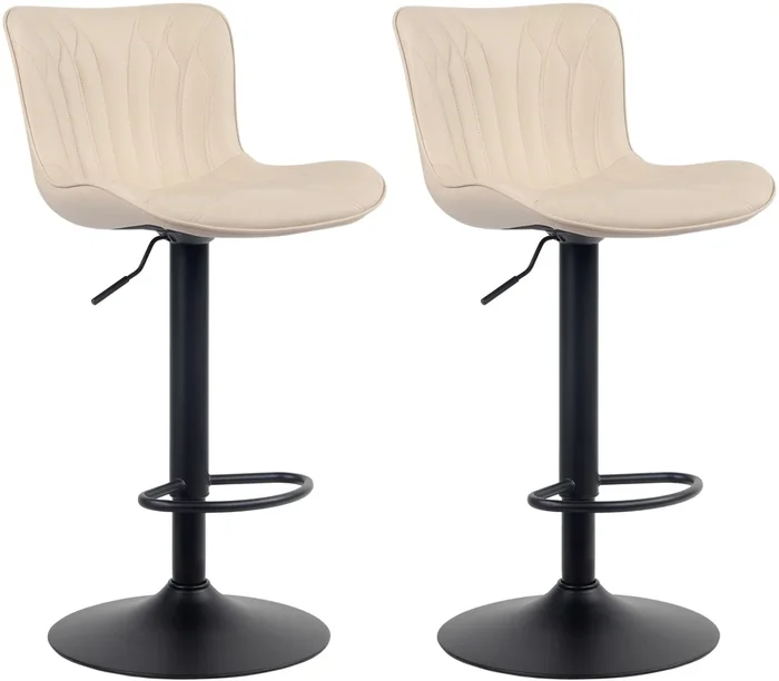 Set de 2 Taburetes de bar Linus en tela, terciopelo o polipiel Crema Simil cuero