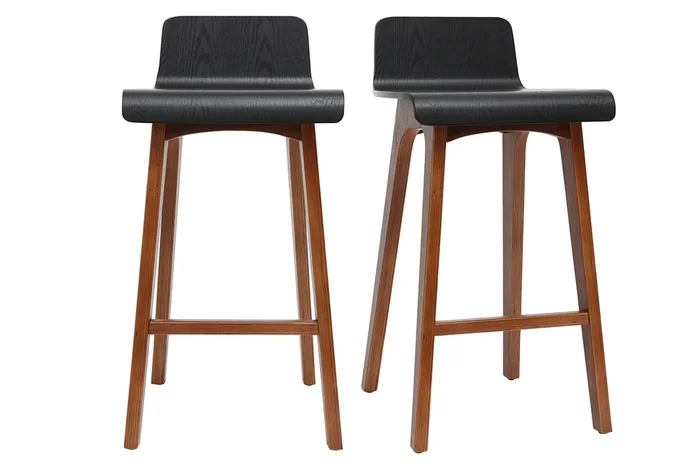 Set de 2 taburetes de cocina nórdicos nogal y negro 65 cm BALTIK
