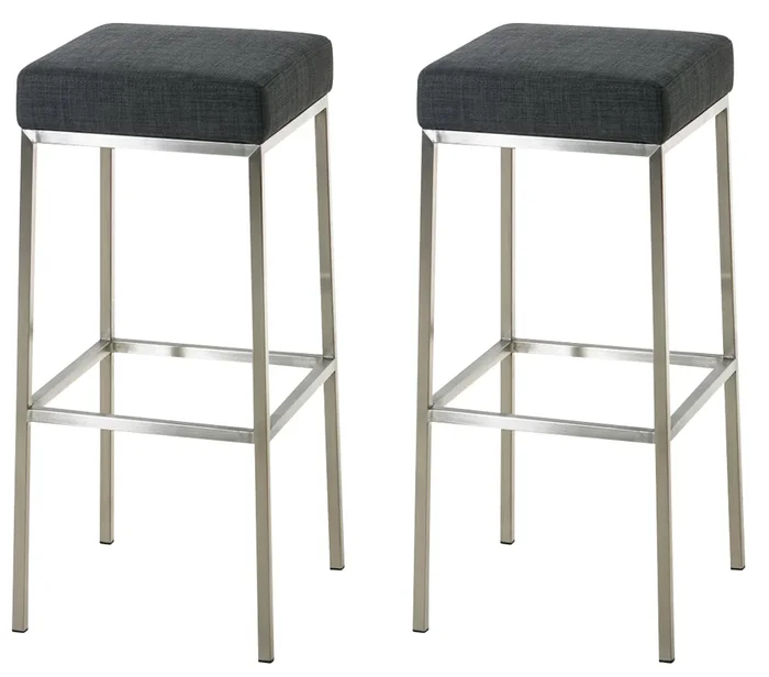 Set De 2 Taburetes Montreal En Tela ~ Altura 85 cm Gris oscuro Acero inoxidable