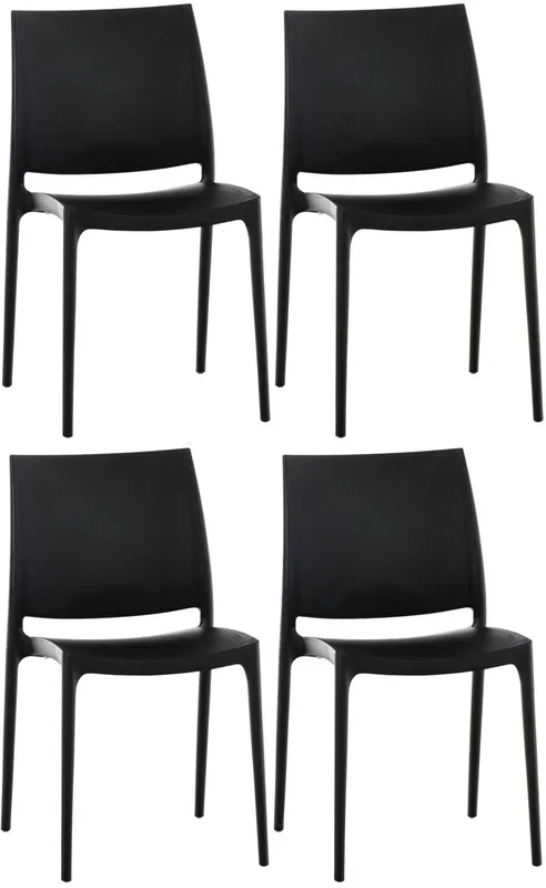 Set de 4 sillas apilables Maya Negro