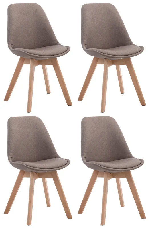 Set de 4 Sillas Borneo para comedor en tela Gris topo Natural