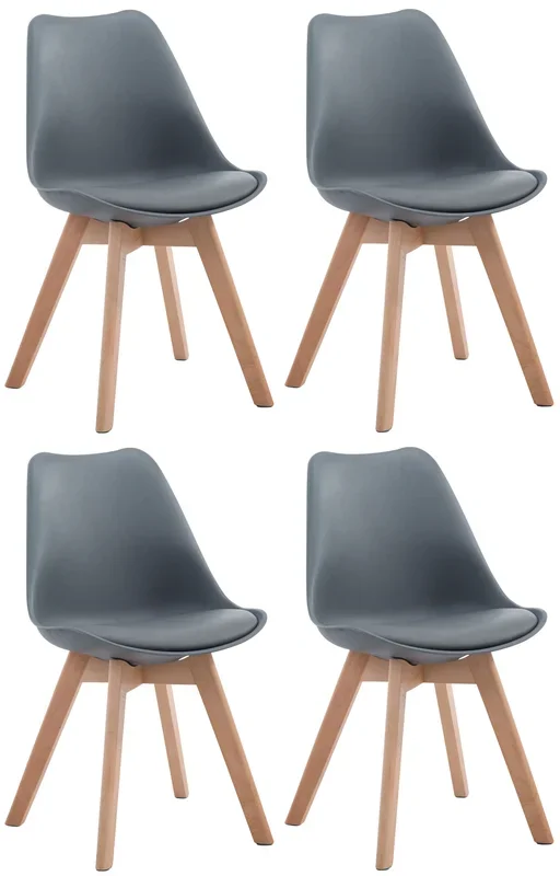 Set de 4 sillas de comedor Borneo en polipiel Gris Natural