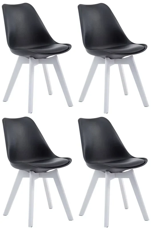 Set de 4 sillas de comedor Borneo en polipiel Negro Blanco