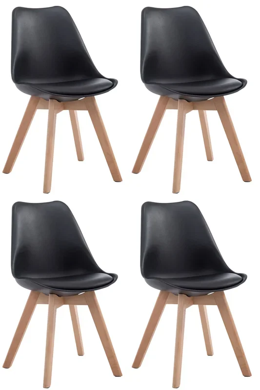 Set de 4 sillas de comedor Borneo en polipiel Negro Natural