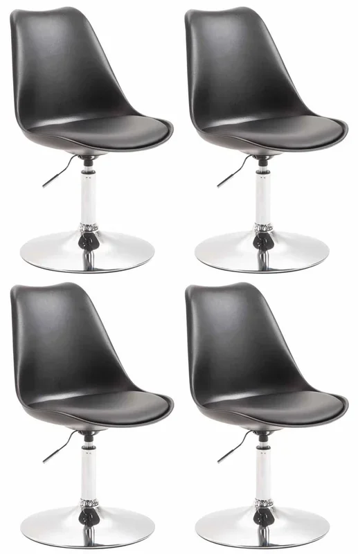 Set de 4 sillas de comedor Maverick con pie de trompeta Negro Cromado