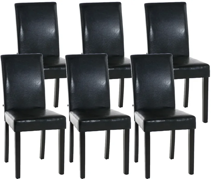 Set de 6 sillas de comedor Ina En Polipiel Negro Negro