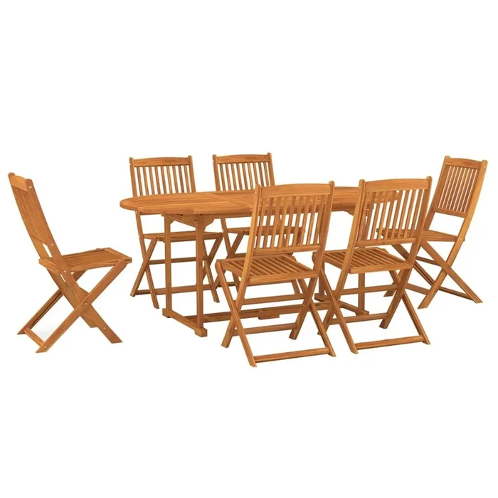 Set de comedor de jardín 7 piezas madera maciza de acacia