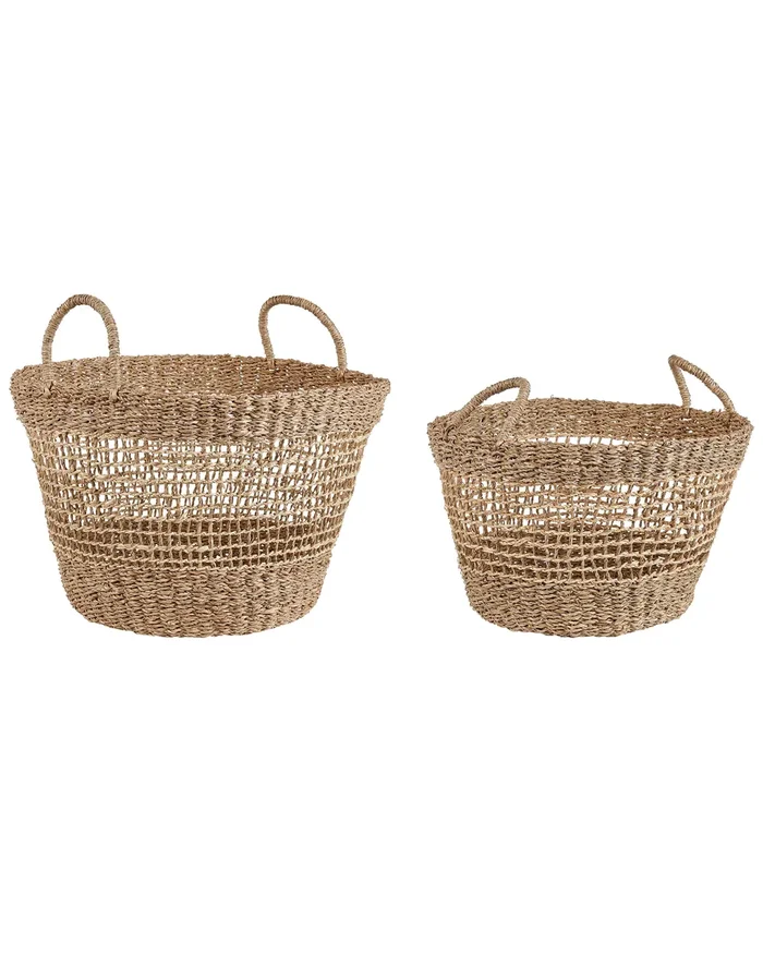 Set of 2 Baskets AROWANA Seagrass Natural