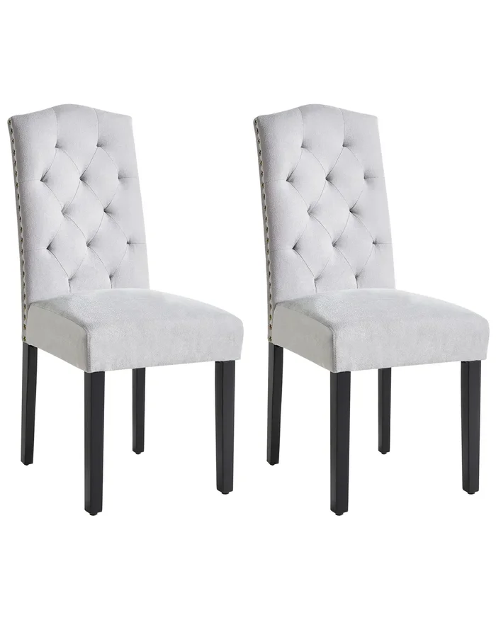 Set of 2 Dining Chairs SHIRLEY Fabric Grey