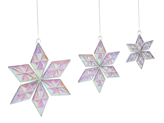 Set of 3 Hanging Decorations RENSJON Star 25/35/46 cm Multicolour
