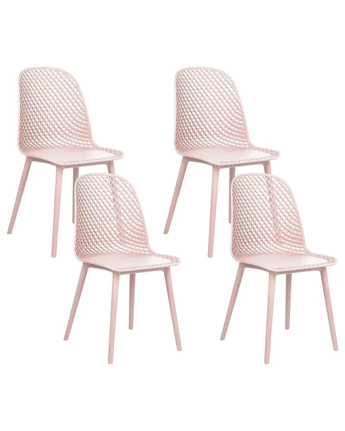 Set of 4 Dining Chairs EMORY Pastel Pink