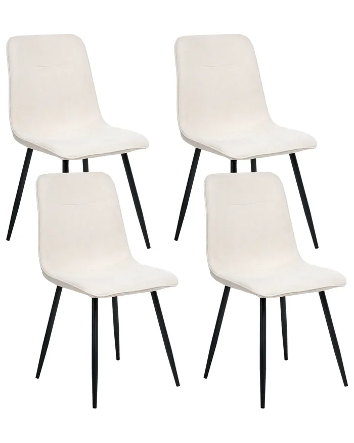Set of 4 Dining Chairs TUSCOLA Fabric Light Beige