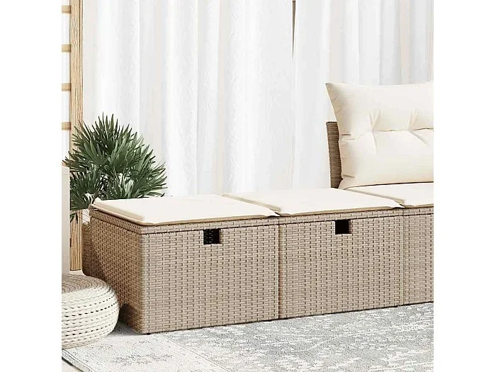 Set sofás jardín y cojines 2 piezas ratán sintético acacia beige