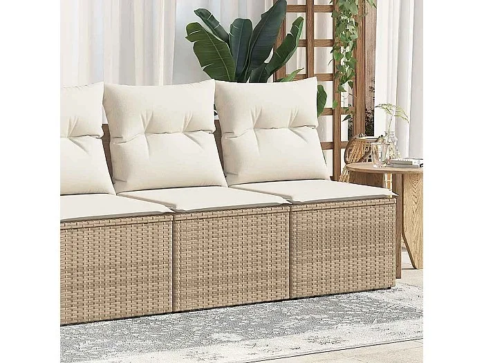 Set sofás jardín y cojines 4 piezas ratán sintético acacia beige