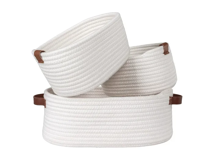 Set van 3 JARANA opbergmanden – Wit katoen