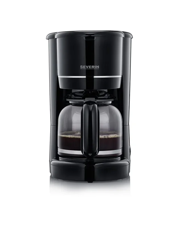 SEVERIN – Cafetera de goteo para 10 tazas, Cafetera de filtro / Cafetera americana con jarra de cristal antigoteo de 1,25, Con placa calefactora y desconexión automática, Negro, KA 4320