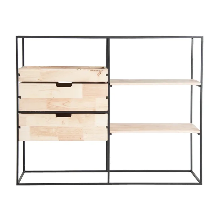 Sibota Multicajonera, de Hierro, en color Natural, de 100x40x80cm – Lastdeco