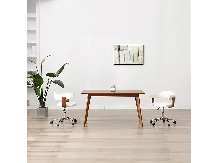 Silla comedor giratoria madera curvada cuero sintético blanco ES931127