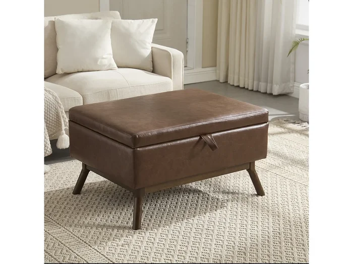 Silla cuadrada – Silla con almacenamiento – para sala de estar, entrada y sala de estar – marrón