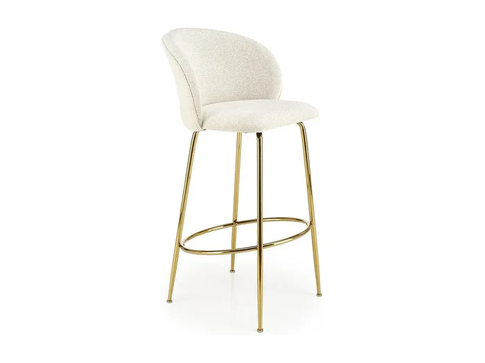 Silla de bar de diseño color crema con estructura de metal dorado Rodéo