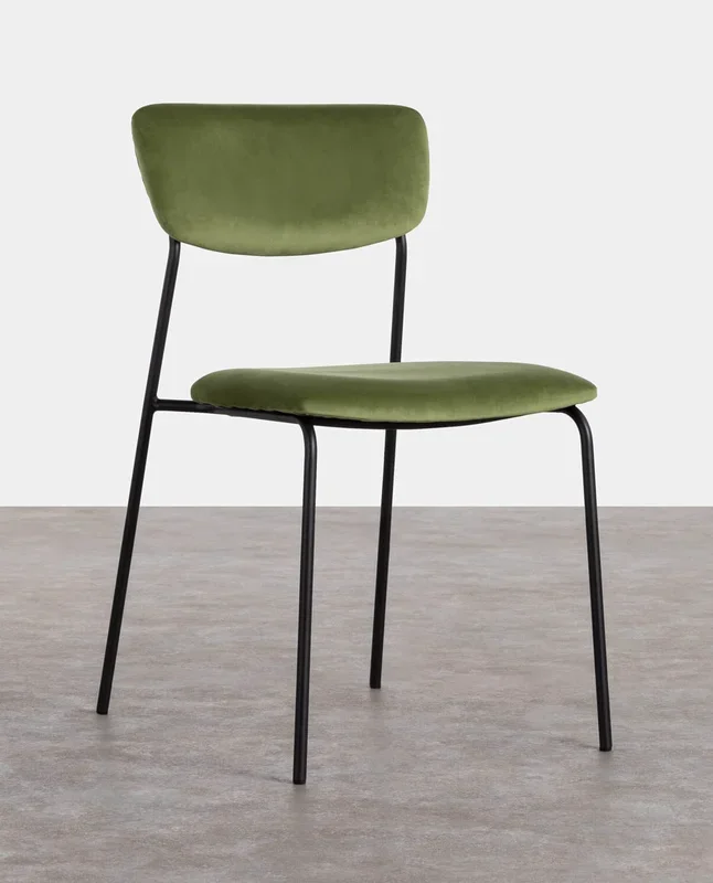 Silla de Comedor de Metal y Terciopelo Morgan Verde Flora – The Masie