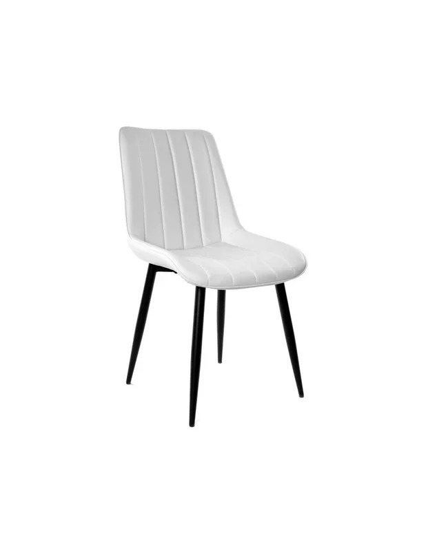 Silla de comedor GOBLIN similpiel blanco y metal negro