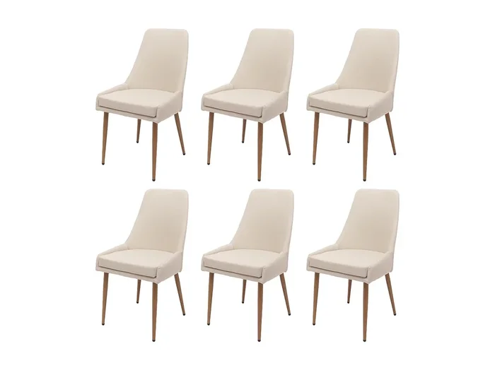 Silla de comedor MCW-O27 (juego de 6), beige