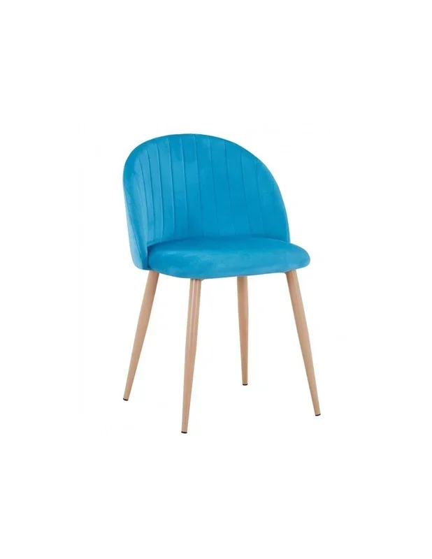 Silla de comedor New Velvet, terciopelo turquesa con patas metálicas