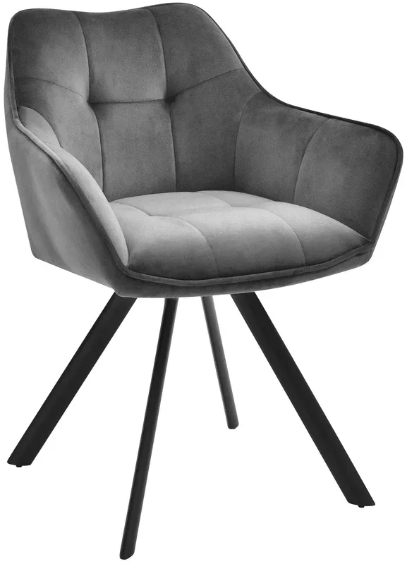 Silla de comedor Scott en terciopelo o tela Gris oscuro Terciopelo