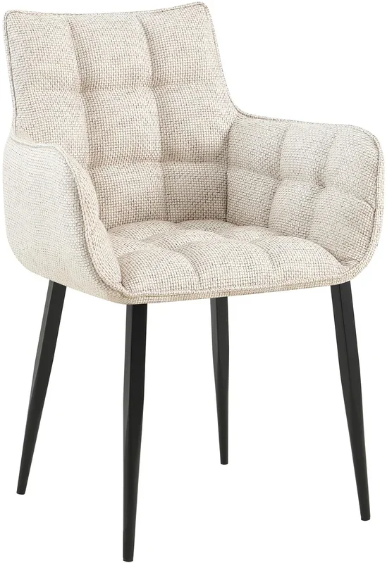 Silla de comedor Tirana de tela Marfil Negro