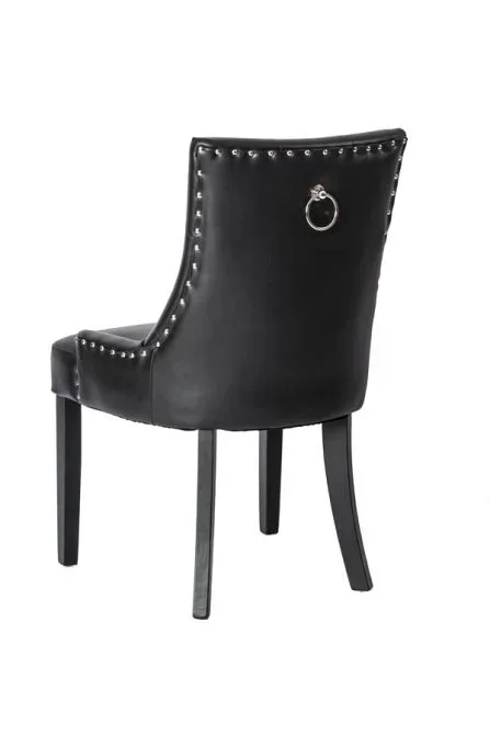 Silla de comedor Torino con anillo trasero – Cuero PU negro
