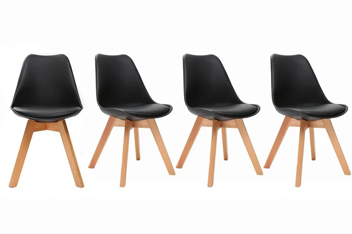 Silla de diseño negro lote de 4 PAULINE
