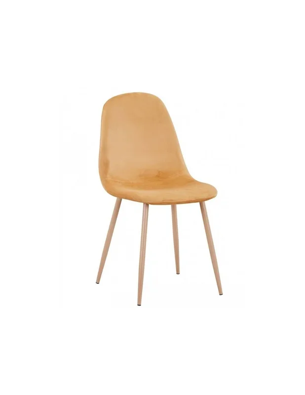 Silla de diseño Xana, patas metálicas y asiento terciopelo mostaza