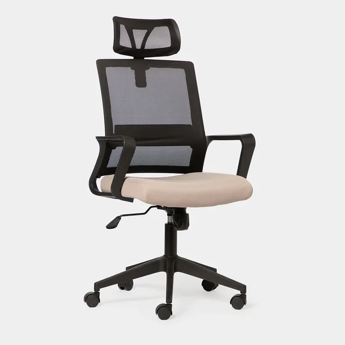 Silla de escritorio negra y beige Leima – Klast