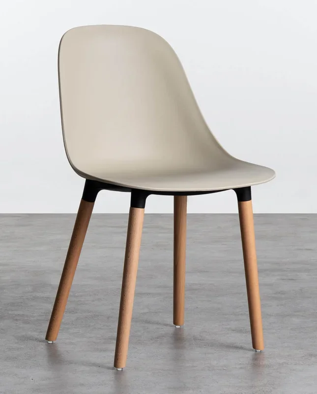 Silla de Exterior de Polipropileno y Madera Reine Beige medio – The Masie