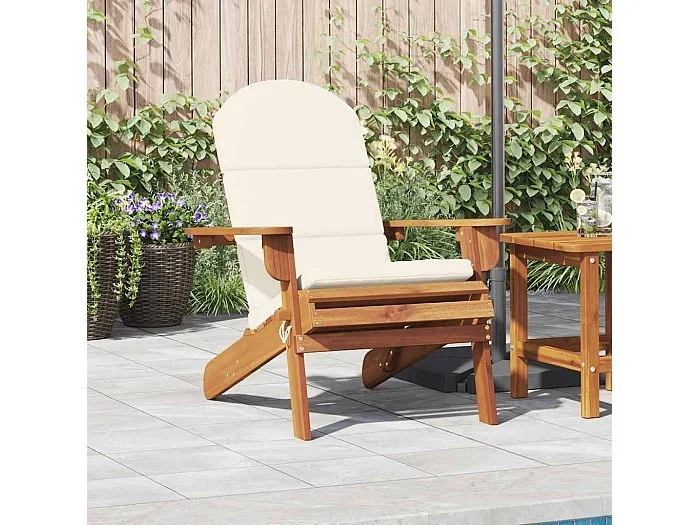 Silla de jardín Adirondack con cojines de madera maciza de acacia