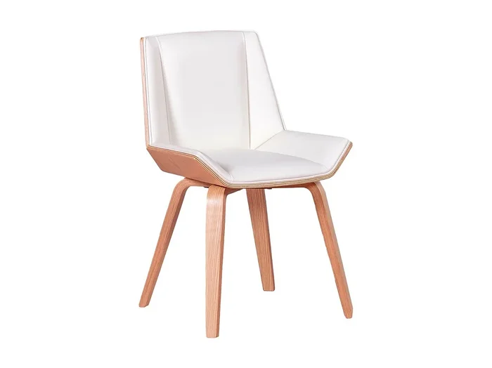 Silla de madera de arce clara con cojín de polipiel – Nordic S – Blanco