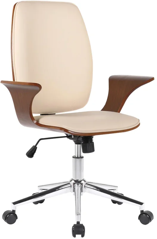 Silla De Oficina Burbank Nogal/crema Simil cuero