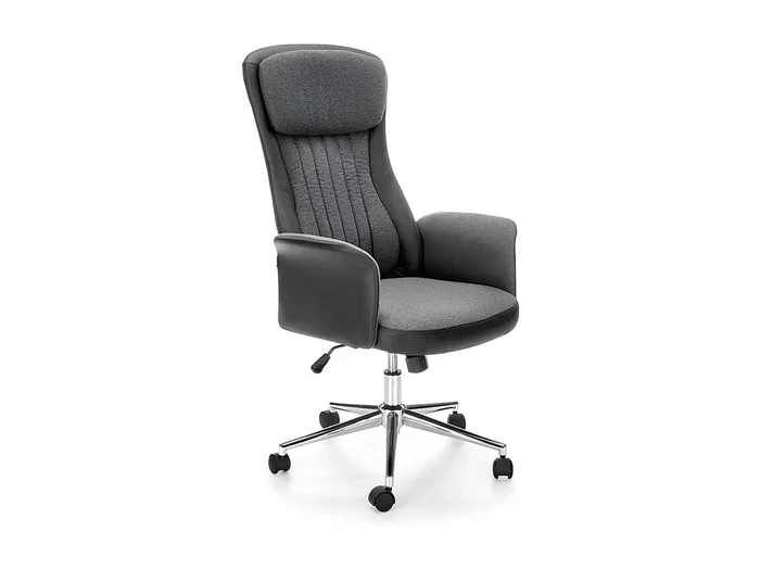 Silla de oficina de ecopiel con tejido gris y negro Lukro