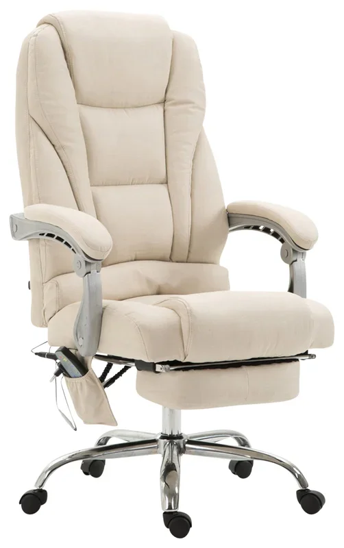 Silla de oficina masajeante Pacific en Tela Crema
